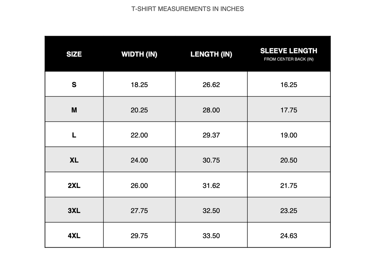 Size chart